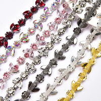 Nouveau Design verre strass garniture diamant cristal oeil de cheval brillant fleur de prunier fleur chaîne pour bricolage vêtements chaussures accessoires