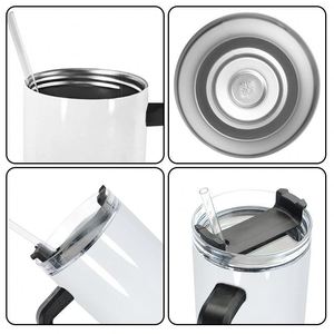 Sublimation 40Oz Thermal Vacuum Insulated Stainless Steel Coffee Tumbler Cold and Hot <b>Bottle</b> Mug Cup Flask With Straws Handle - Product Image 2