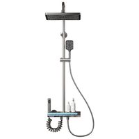 Ensemble de douche moderne de luxe en aluminium avec mitigeur thermostatique, douche pluie pour salle de bain et hôtel, commande numérique à touches piano, affichage LED, ensemble complet