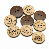 Boutons personnalisables écologiques à dos plat, 2 trous, 20 mm, motif créatures marines (Dauphin, Requin, Pieuvre, Dessin animé)