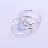 Bijoux pour femme, boucles d'oreilles en argent Sterling 925, vague d'océan, bague de doigt, perles bleues