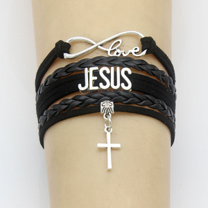 Braccialetto con ciondolo a forma di pesce e scritta 'Jesus Love' del 2020, braccialetto portafortuna con corda rossa e nera, fatto a mano, per donna e uomo. - Product Image 3