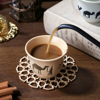 Ensemble de tasses à expresso en céramique personnalisées vintage, boîte cadeau, tasses turques arabes Kawa Cawa