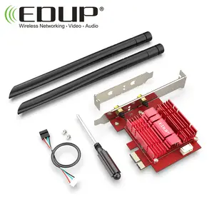 EDUP-adaptador inalámbrico para ordenador, dongle de 3000Mbps con Bluetooth 5,1 pcie, tarjeta de red WiFi, Chip AX200, para pc