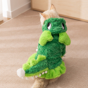 Costume de dinosaure mignon pour animaux de compagnie, vêtements en Polyester vert pour chats et chiens, robe de transformation pour Halloween - Product Image 1