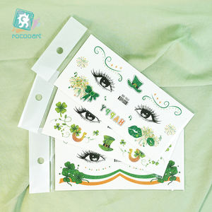 Conceptions de trèfle et de trèfle pour enfants et adultes, faveurs de fête de St Patty avec autocollants de tatouage temporaire de visage Saint Patricks Day - Product Image 6