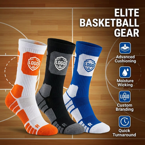Chaussettes de basketball personnalisées Elite, chaussettes athlétiques rembourrées, chaussettes de sport en gros pour équipes, logo personnalisé, évacuation de l'humidité - Product Image 1