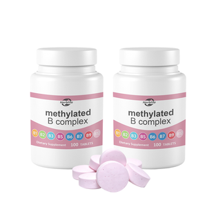 Comprimés de complexe B méthylé en marque blanche OEM, 100 comprimés, vitamines B1, B2, B3, B5, B6, B9, B12 activées, complément alimentaire pour l'énergie - Product Image 2