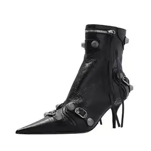 Vendita calda signore 2022 nuovi tacchi alti di lusso scarpe con tacco a punta scarpe firmate stivaletti neri con tacco alto per le donne