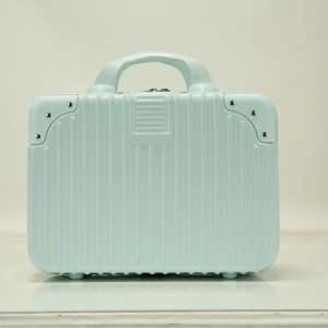 กระเป๋าแต่งหน้าขนาดเล็ก 14 นิ้วกระเป๋าเครื่องสำอางแบบพกพาน้ำหนักเบาพร้อมซิปสีทึบมาการองสีเขียวสำหรับผู้หญิงการจัดเก็บสำหรับการเดินทาง - Product Image 3