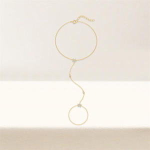Personalizado S925 <span class=keywords><strong>plata</strong></span> esterlina apilado enlace muñeca cadena CZ flor dedo anillo mano cadena <span class=keywords><strong>para</strong></span> mujeres moda esclavo pulseras - Product Image 3