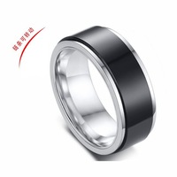 Bague rotative anti-stress noire brossée, style vintage, bijoux fantaisie, vente en gros pour hommes