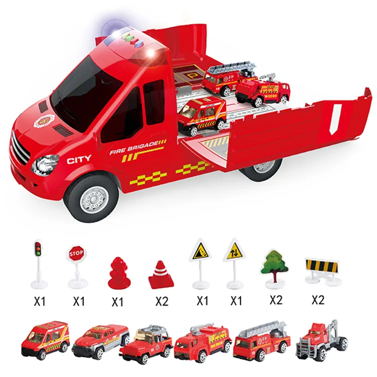 ミニアロイカー付き消防車おもちゃセットおもちゃ教育用消防おもちゃセット