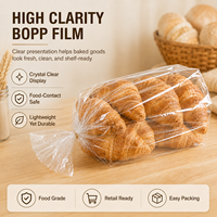Sacs d'emballage alimentaire transparents pour boulangerie, personnalisables avec logo, en OPP/CPP, à soufflets latéraux, pour pains et pains de mie