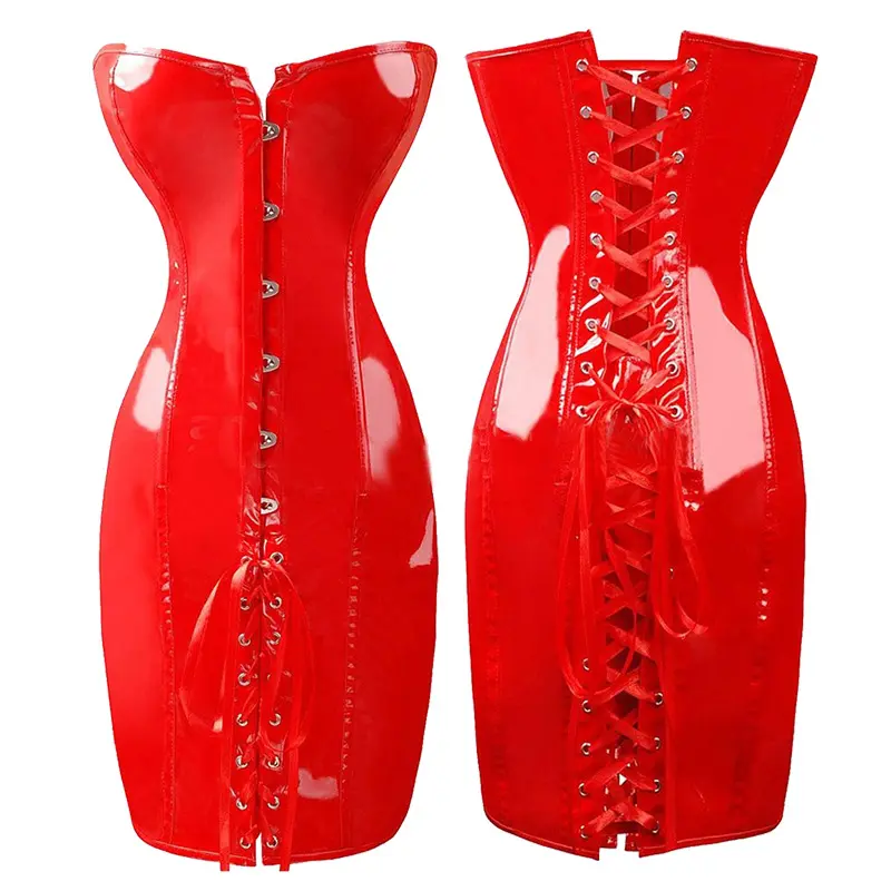 King Mcgreen Star – robe Corset longue Sexy en PVC, Steampunk à lacets à la taille, Corset Bustier Slim Body shapers Corsets Clubwear