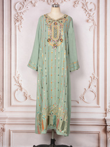 Nieuwe elegante avondjurk uit het Midden-Oosten voor dames, maat S-XXL, met pailletten versierd, polyester, voor feesten, rechtstreeks van de fabriek in Dubai, voor moslima's. - Product Image 4