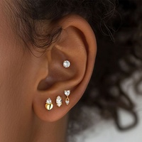 Nagosa prix de gros bijoux en argent sterling 925 or vermeil 18 carats marquise zircon cubique plat noir piercing boucles d'oreilles