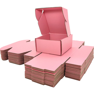 Boîte d'expédition en gros, boîte en carton ondulé écologique, logo personnalisé, emballage rose, boîte pliable, boîte cadeau en papier - Product Image 3