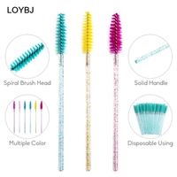 Pinceaux de maquillage jetables pour cils et sourcils, 50 pièces/sac, manche en cristal, fibres synthétiques, applicateur de mascara portable pour