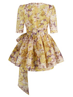 Robe d'été courte jaune imprimée pour femme A12423 - Style décontracté respirant et écologique