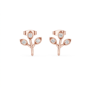 Pendientes de Diamantes Cultivados en Laboratorio con Forma de Flor en Oro Rosa, Oro Sólido de 9K, Chapado en Oro, Certificado IGI VS1, para Mujer, Regalo de Boda o Fiesta - Product Image 1