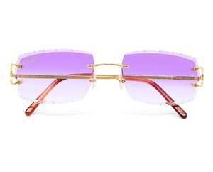 Luxury rimless diamond <b>sunglasses</b> with multi-color <b>gradient</b> lenses and crystal detailed temples for men and women - Product Image 2