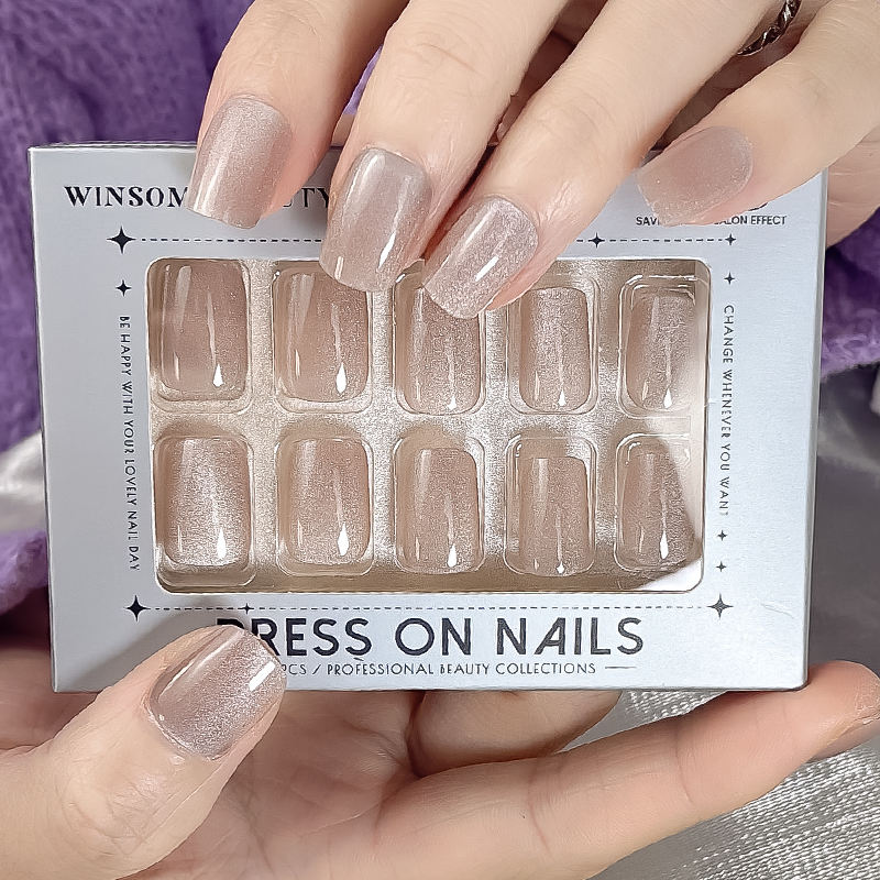 Wholesale Seller High Quality 3D Press on Nails Cat Eyes With Charm and Glitter Diamond Medium Almond Luxury Press on Nails