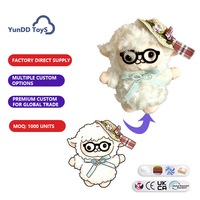 Porte-clés mignon en peluche de mouton avec chapeau de paille et lunettes, pendentif personnalisé en peluche douce pour la décoration de sac