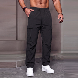<span class=keywords><strong>Pantaloni</strong></span> Cargo traspiranti da <span class=keywords><strong>uomo</strong></span> con tasche <span class=keywords><strong>laterali</strong></span> con Zip, <span class=keywords><strong>pantaloni</strong></span> da Jogger con risvolto a vita elastica per - Product Image 4