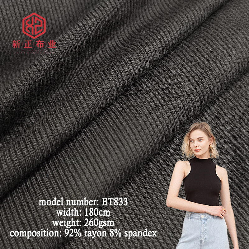 Cao cấp 2x2 sườn miễn phí Mẫu 92% Rayon 8% spandex 2x2 sườn vải dệt kim