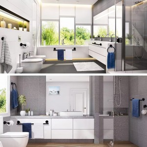 HONGDEC Gunmetal Grey Baño Montaje en pared Rollo Soporte de ducha Soporte de papel higiénico <span class=keywords><strong>Juego</strong></span> de <span class=keywords><strong>toallero</strong></span> - Product Image 5