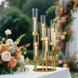 LANJO 2026 Candelabros Profesionales de Lujo Románticos en Dorado/Negro, de Metal y Acrílico para Centros de Mesa de Boda, con 3/5/6/8 Brazos, de 19-24 cm de Ancho - Product Image 4