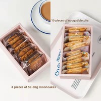 Boîte à biscuits rectangulaire blanche style Ins, pour 4 pâtisseries au jaune d'œuf, boîte d'emballage vide pour gâteaux de lune de la mi-automne, dacquoise