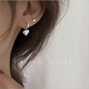 S925 Asymmetrical Heart <b>Hoop</b> <b>Earrings</b> Tibetan <b>Silver</b> Dangle <b>Earrings</b> For Women Gift Fashion Jewelry - Product Image 3
