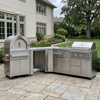 Meubles de cuisine extérieurs modulaires en acier inoxydable, résistants aux chocs, couleurs fraîches, appareils de cuisine d'extérieur pour l'extérieur