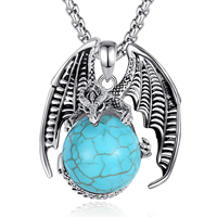 Collier Œuf de Dragon en Pierre Naturelle, Pendentif en Quartz Guérisseur, Bijou Feng Shui Personnalisable, Dragon Multicolore