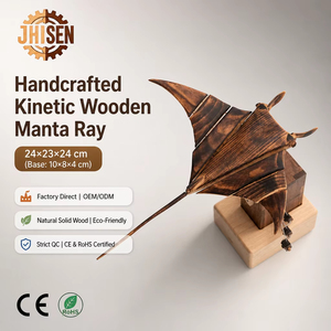 Sculpture cinétique en bois massif faite à la main, type <span class=keywords><strong>aile</strong></span> <span class=keywords><strong>de</strong></span> <span class=keywords><strong>raie</strong></span> manta, mouvement silencieux, rechargeable USB-C, ornement <span class=keywords><strong>de</strong></span> bureau, décoration intérieure, CE RoHS OEM - Product Image 1