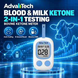 Testeur de cétose bovine AdvallTech pour sang ou lait de vache, résultat en 8 secondes, portable, codage automatique avec diagnostic et injection - Product Image 1