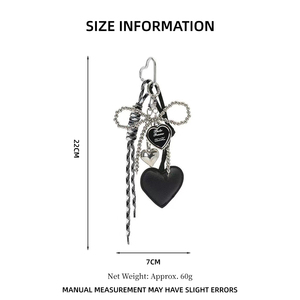 Mini album photo porte-clés en cuir PU rose en forme de cœur, avec nœud, chaîne à billes argentée, corde tressée, breloques de sac et <span class=keywords><strong>pendentif</strong></span> de <span class=keywords><strong>téléphone</strong></span> - Product Image 6