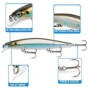 Señuelo de Pesca, Señuelos de Pesca de Pez Pequeño de Largo Alcance, 13 g/110 mm, Cebo Artificial Flotante, Anzuelos de Pesca, Simulador de Peces - Product Image 3