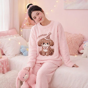 Morbido Pigiama in Velluto per Ragazze, Completo a Maniche Lunghe e Pantaloni, Antistatico e Senza Pelucchi - Product Image 6