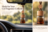 Flacon vide pour diffuseur de parfum de voiture à suspendre, flacon ambré pour huiles essentielles, avec bouchon en bois et boîte d'emballage