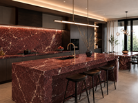 Dalles de marbre Rouge Languedoc pour comptoirs de bar, meubles-lavabos de salle de bain, carreaux de sol, îlots de cuisine et dessus de table, escaliers