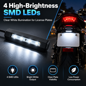 Lampe de <span class=keywords><strong>plaque</strong></span> d'<span class=keywords><strong>immatriculation</strong></span> ultra-mince KS16-046 12V 4 LED, 5 mm de large, avec câble de 40 cm pour moto, VTT, remorque - Product Image 3