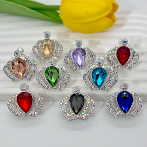 งานประดิษฐ์ทำมือสำหรับพวงกุญแจโทรศัพท์ทำจากโลหะใหม่ทั้งชิ้นประดับด้วยเม็ดลูกปัดรูปมงกุฎสองด้านประดับเพชรเต็มรูปแบบใหม่สำหรับงานประดิษฐ์ทำมือ - Product Image 2