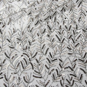 Mới Nhất Nigeria Bridal Wedding Thêu Sequins Đen Đính Cườm Vải Ren Ánh Sáng Thiết Kế Mới <span class=keywords><strong>Trim</strong></span> Lưới Tay Thêu - Product Image 6