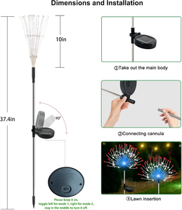 أضواء حديقة تعمل بالطاقة الشمسية، مقاومة للماء، إضاءة LED على شكل ألعاب نارية، ديكور للحدائق، مناسبة لمسارات الزهور والحفلات، متعددة الألوان - Product Image 2