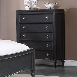 Modern <b>Black</b> & Gray Bedroom Furniture Set - Tufted Upholstered <b>Bed</b> Dresser Contemporary Bedroom Storage Furniture - Product Image 3