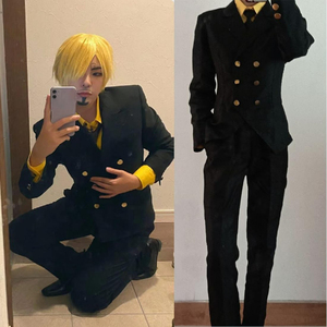 ชุดคอสเพลย์ซันจิจากอนิเมะวันพีซ ชุดสูทสีดำสำหรับฮาโลวีน พร้อมวิกผม - Product Image 5