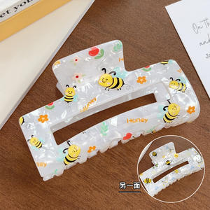 Pince à cheveux grande taille en acrylique par sublimation, motif animal, abeille, fleur, pour queue de cheval - Product Image 5